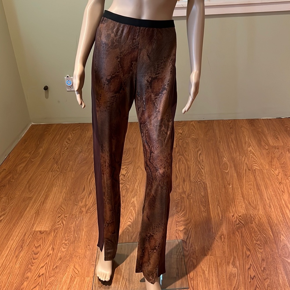 BCBGMaxAzaria Snakeprint Design With Brown Material Sides Cuffs longer fronts L